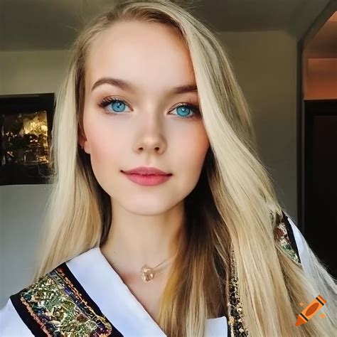 portrait of a friendly smiling girl with pale blonde hair