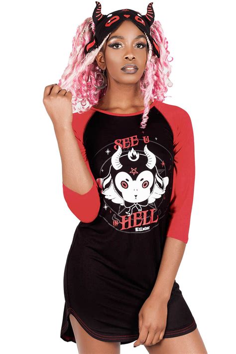 Tee Shirt Chemise De Nuit Killstar Gothique Glam Rock See U In Hell