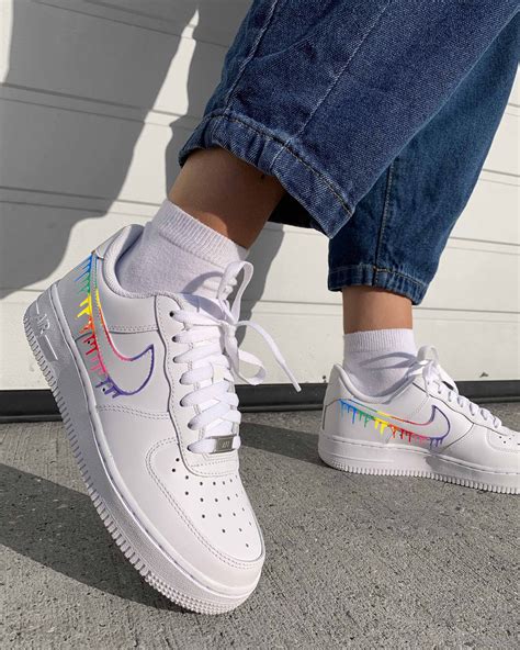 Custom Nike Rainbow Swoosh Af1 Shoes Air Force 1 Hand Painted Etsy