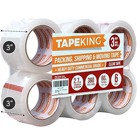 Tape King Clear Packing Tape 3 Inch Wide 27mil Thick 60 Yards Per