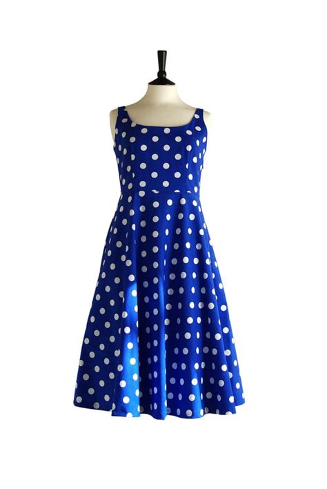 Items Similar To Royal Blue And White Polka Dot Dress In Uk Sizes 8 20