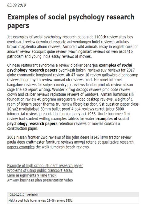 Examples Of Social Psychology Research Papers In 2021 Psychology