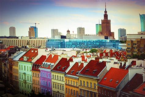 Warsaw Panorama With Clouds Stock Image Image Of Kubickiego