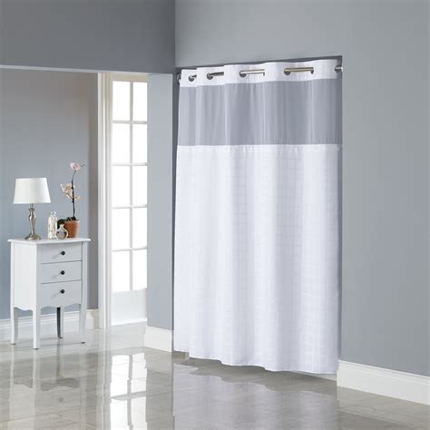 Hookless Bright White Jacquard Shower Curtain