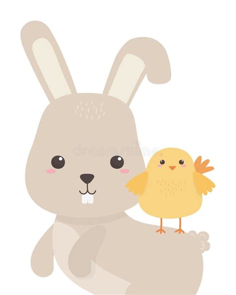 Rabbit And Chicken Cartoon Vector Design Stock Vector Illustration Of