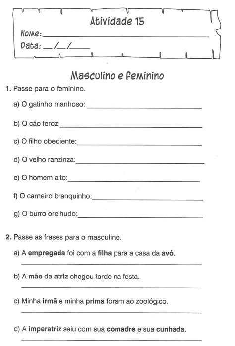 Atividades Masculino E Feminino 2 Ano