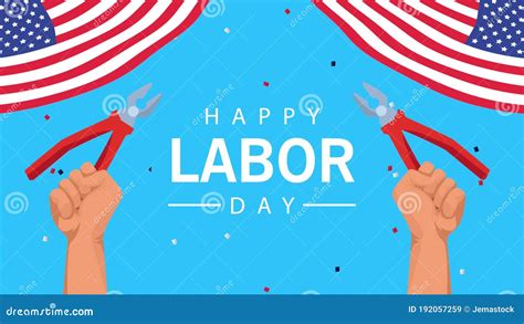 happy labor day celebration with usa flag and hands lifting tools stock video video of banner