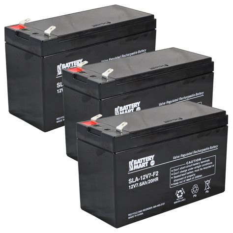 [3 pack] 12 volt 7 ah sealed lead acid rechargeable batteries f2 terminal battery mart