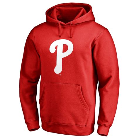 Mens Philadelphia Phillies Red Team Color Primary Logo Pullover Hoodie