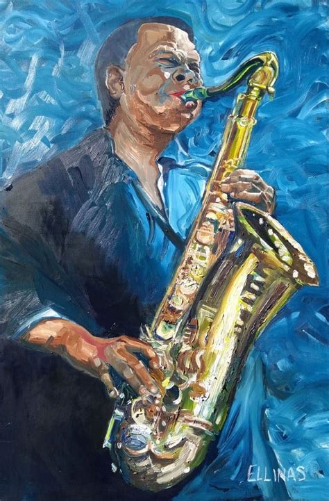 Oil Painting Of Saxophone Player Painting Jazz Art Art Drawings