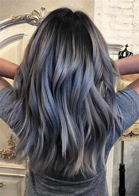 Gorgeous Steel Blue Balayage Hair Color Ideas To Follow In 2019
