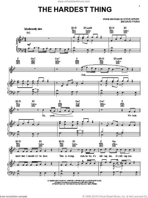 The Hardest Thing Sheet Music For Voice Piano Or Guitar Pdf