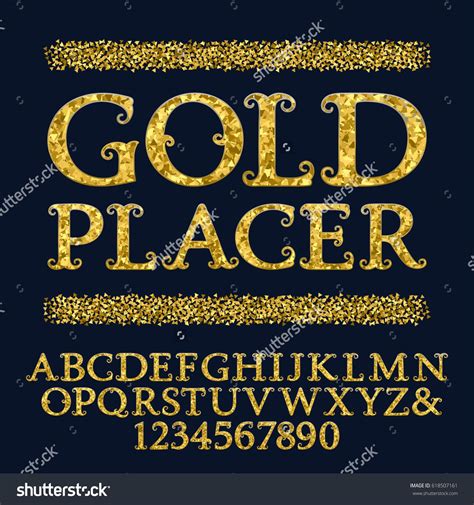 Golden Capital Letters And Numbers Encrusted Small Glittering Fragments