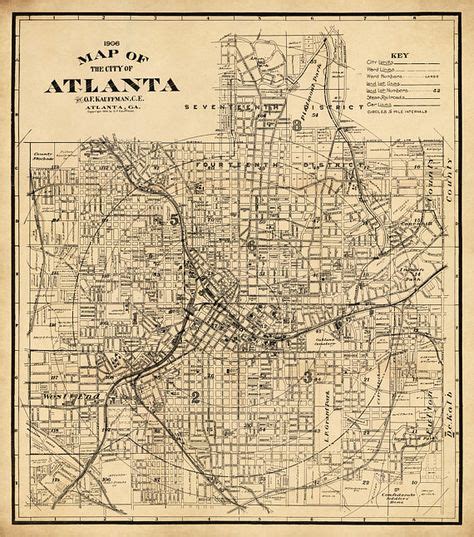 Map Of Atlanta Old Map Restored Archival Fine Print Of Atlanta Map
