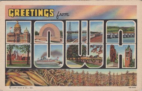 Iowa Postcard Vintage Greetings From Iowa Large Letters Etsy