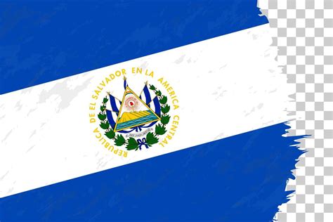 Horizontal Abstract Grunge Brushed Flag Of El Salvador On Transparent Grid Vector Art