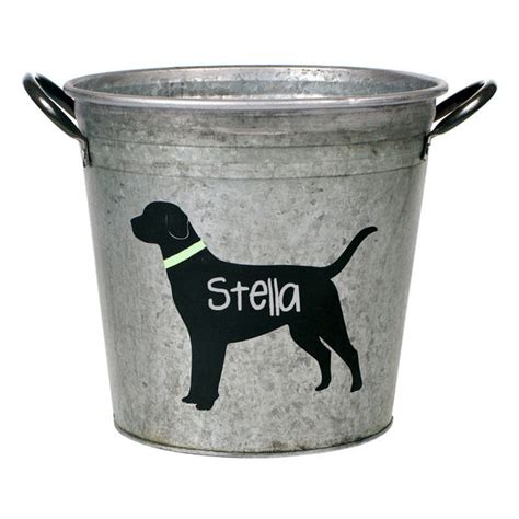Personalized Labrador Dog Galvanized Bucket Rustic Dog Toy Storage