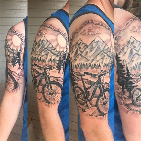 Recently Finished My Mountain Bike Tattoo Done By Clint Big Brain