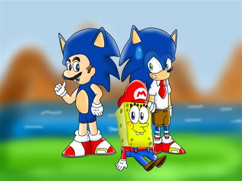 Mario Sonic Spongebob As Each Other By Cristiandarkradx2496 On Deviantart