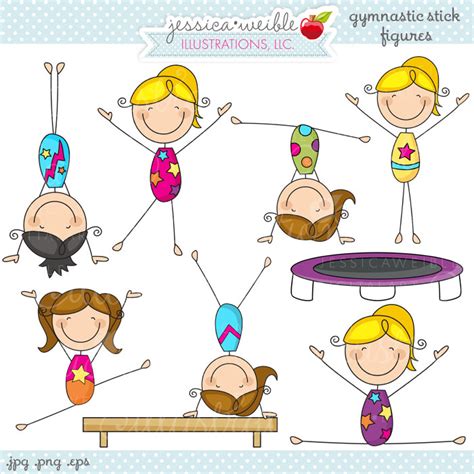 Gymnastics Stick Figures Cute Digital Clipart By Jwillustrations Clip