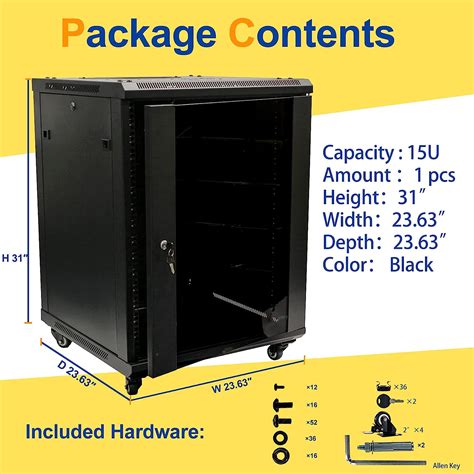 Buy 15u Wall Mount Server Data Cabinet 24 Inch Depth Glass Door Lock And Key Wcasters