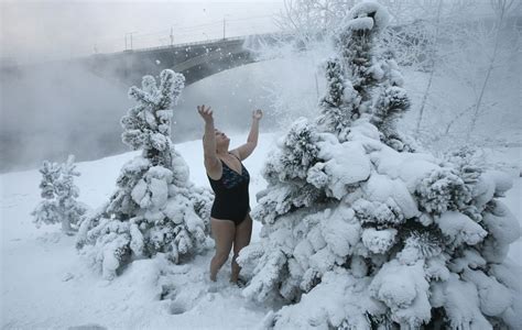 Russian Woman Bathing In Enisey River Siberia Today Pictures Pictures