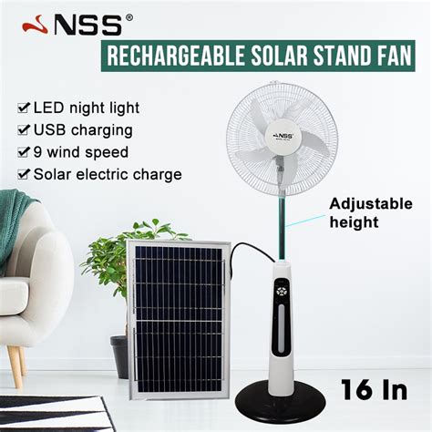 In Stock Solar Electric Fan With Charger And 2 Bulbs Direct 220v Solar
