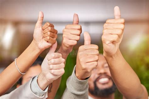 Winning Thumbs Up And Group Of People Thank You Support Or Diversity