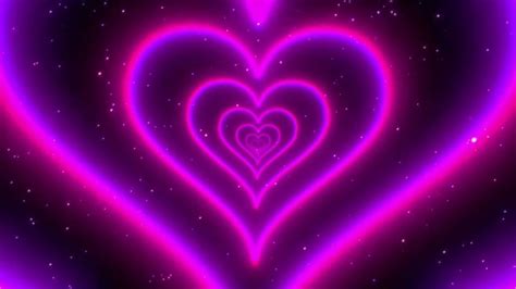 Neon Lights Love Heart Tunnel💜purple Heart Background Neon Heart Tunnel Loop Heart