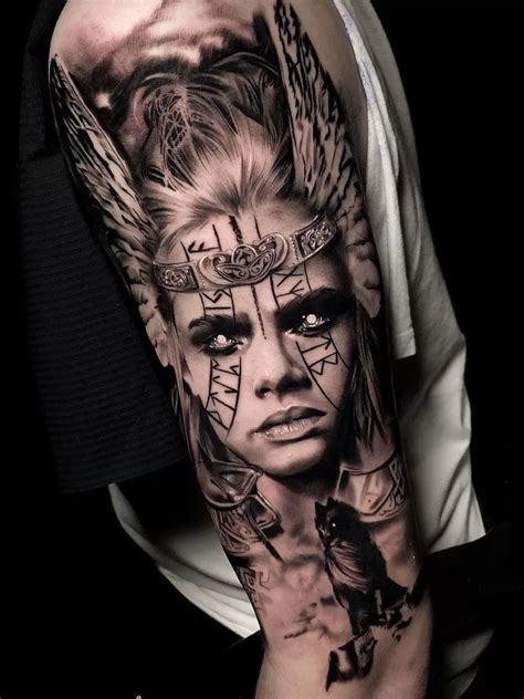 Valkyrie Realistic Sleeve Tattoo Tattoogoto