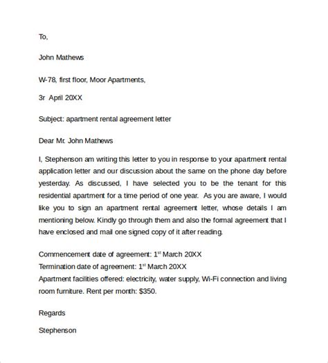 Free 12 Sample Rental Agreement Letter Templates In Ms Word Pdf