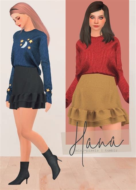 Hana Set Skirt And Sweater At Daisy Pixels Sims 4 Updates