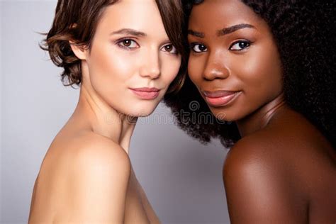 Portrait Of Two Nude Women Bonding Pure Smooth Clear Perfect Skin