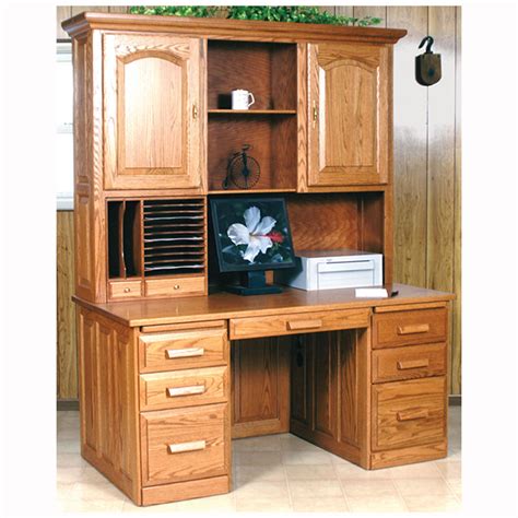 Traditional Computer Desk Hutch Home Wood Furniture