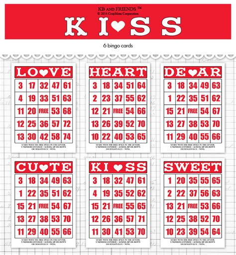 Digital Valentine Bingo Cards Vintage Ephemera 5 By