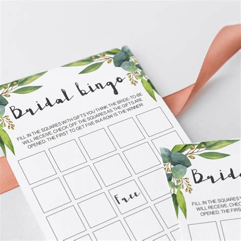 Printable Bridal Shower Bingo Cards Botanical Prefilled And Blank Cards