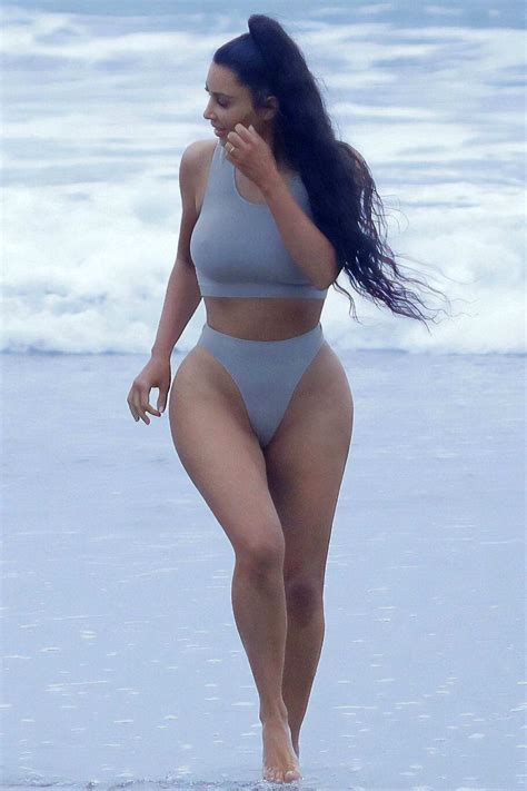 Kim Kardashian Slips Into A Bikini To Get Some Beach Workout With Her Friends In Los Angeles