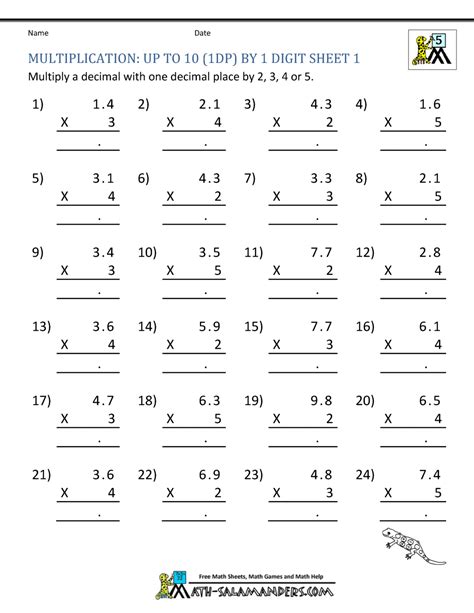 Free Printable Multiplication 5th Grade Math Worksheets