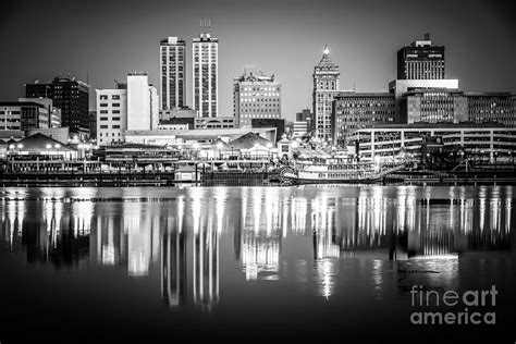 Peoria Illinois Skyline At Night In Black And White Photograph By Paul