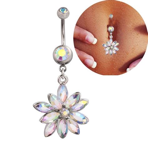 High Quality Medical Steel Crystal Rhinestone Belly Button Ring Dangle