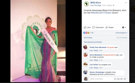 botswana queen wins miss africa beauty pageant 2017