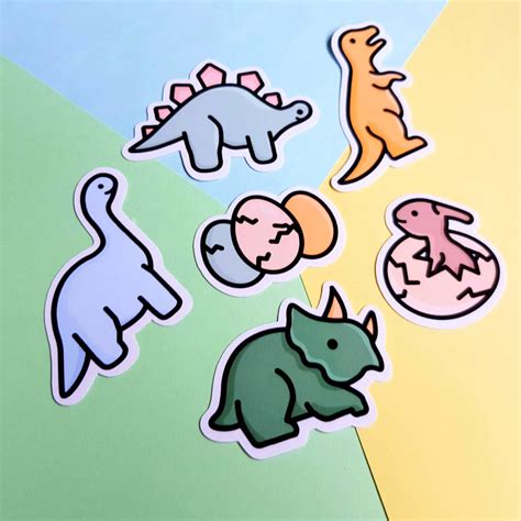 Cute Dinosaur Stickers Sticker Pack Stationary Glossy Etsy