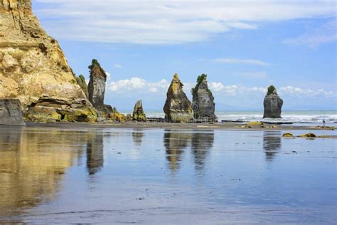 Three Sisters Rock Formations Taranaki New Zealand Stock Photo