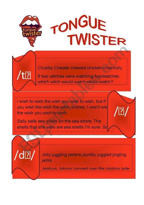 Tongue Twisters Esl Worksheet By Laurasc79