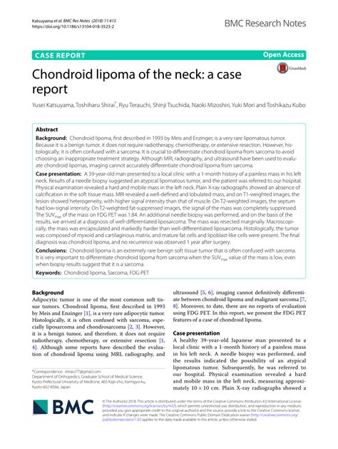 Pdf Chondroid Lipoma Of The Neck A Case Report