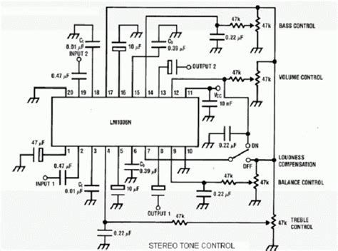 Assemble the circuit on a good quality pcb. LM1036N Stereo Tone Control ~Circuit diagram