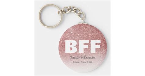 Bff Rose Gold Glitter Personalized Best Friends Keychain Zazzleca