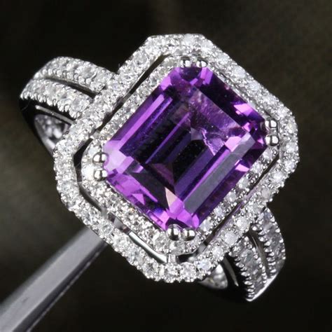 Vvs Dark Purple Amethyst Diamond 5 11ct 14k White Gold Pave Engagement