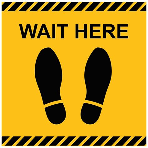 Feet Wait Here Square Floor Stickers Pack Of 6 Discount Displays