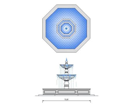 Fountain 2d Cad Block